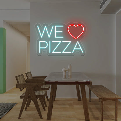 We Love Pizza Neon Signs | Ciao Bella & La Dolce Vita Restaurant Lights (24In x 18In)