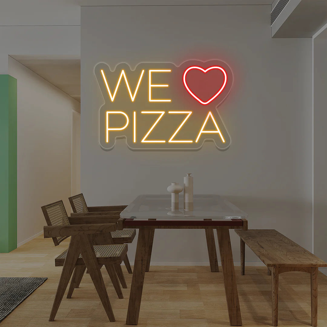 We Love Pizza Neon Signs | Ciao Bella & La Dolce Vita Restaurant Lights (24In x 18In)