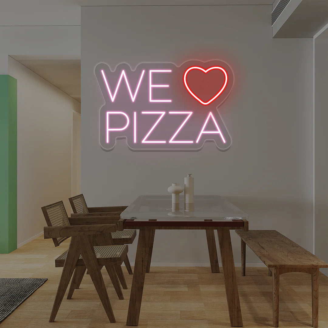 We Love Pizza Neon Signs | Ciao Bella & La Dolce Vita Restaurant Lights (24In x 18In)