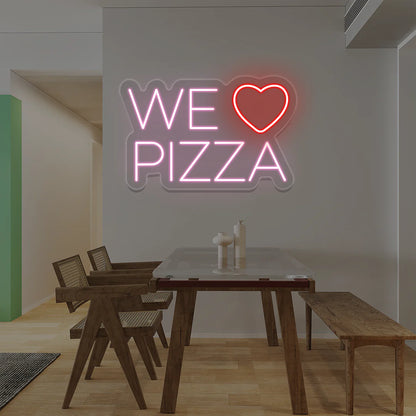 We Love Pizza Neon Signs | Ciao Bella & La Dolce Vita Restaurant Lights (24In x 18In)