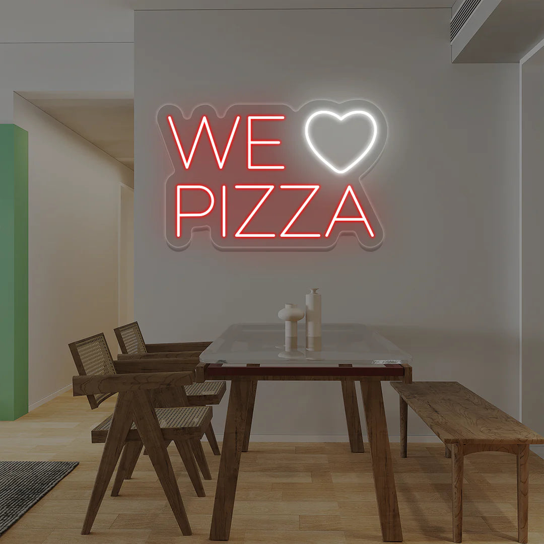 We Love Pizza Neon Signs | Ciao Bella & La Dolce Vita Restaurant Lights (24In x 18In)