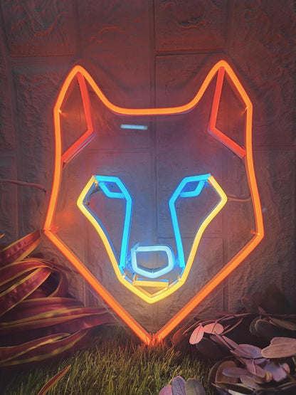 Neon Sign Board for Bedroom, Living Room, Gaming Room Decor, Gift for Birthday and Anniversary (Wolf Face)
