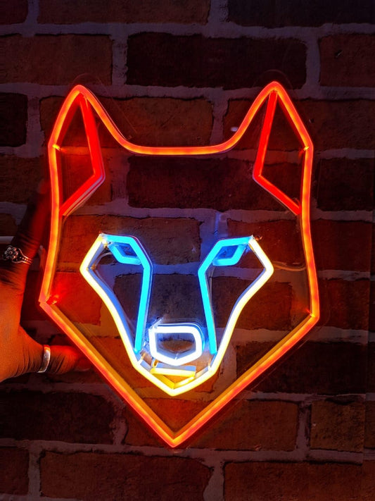Neon Sign Board for Bedroom, Living Room, Gaming Room Decor, Gift for Birthday and Anniversary (Wolf Face)