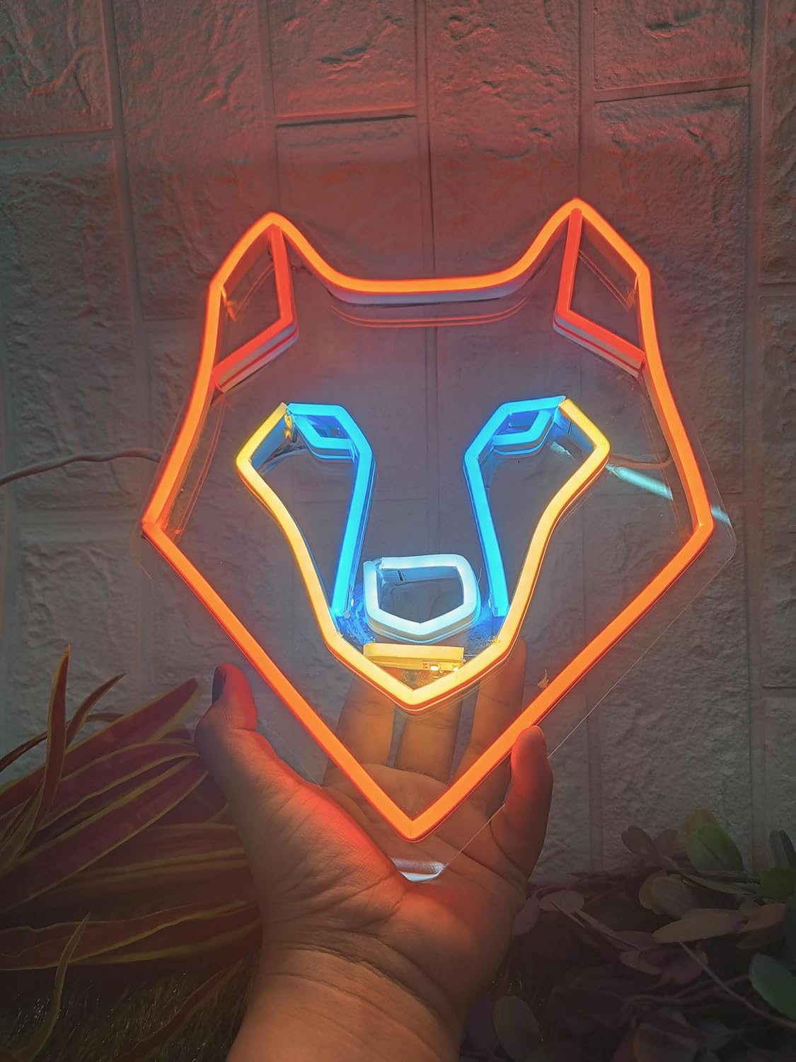 Neon Sign Board for Bedroom, Living Room, Gaming Room Decor, Gift for Birthday and Anniversary (Wolf Face)