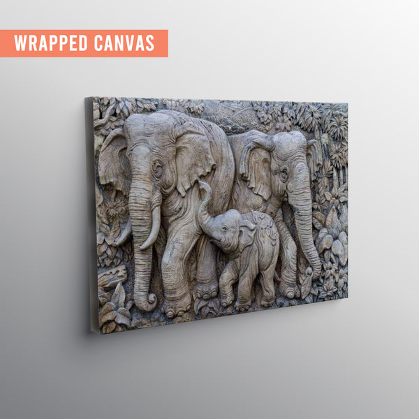 Eurotex Three Elephant, Canvas Printed, Wall Art & Paintings