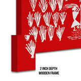 Red Landscape, Warli Art, Framed Abstract Canvas Wall Art for Bedroom Eurotex
