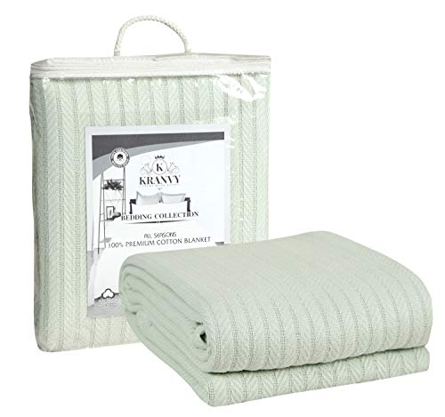 Eurotex Cable Cotton Blankets for bed, 100% Cotton Blanket - Green Eurotex