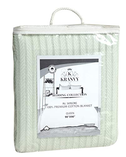 Eurotex Cable Cotton Blankets for bed, 100% Cotton Blanket - Green Eurotex