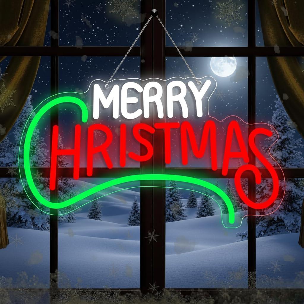 Merry Christmas Design Neon Sign | Christmas Neon Sign (30In x 15In)