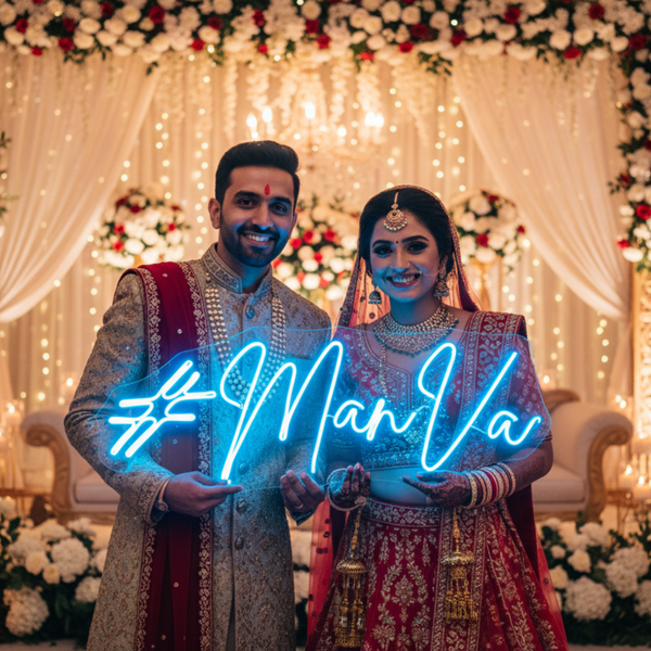 Custom Neon Sign for Wedding – Couple Name LED Neon Lights for Engagements