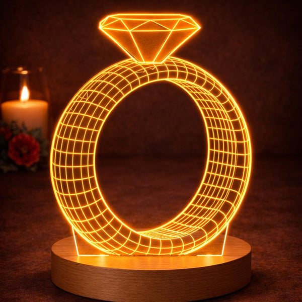 Eurotex Custom Diamond Ring Led Lamp for Couple And Gift