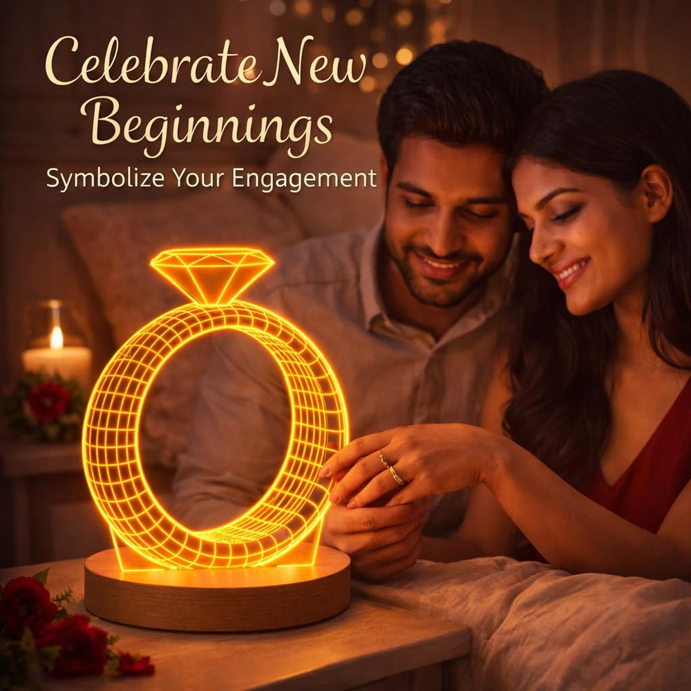 Eurotex Custom Diamond Ring Led Lamp for Couple And Gift
