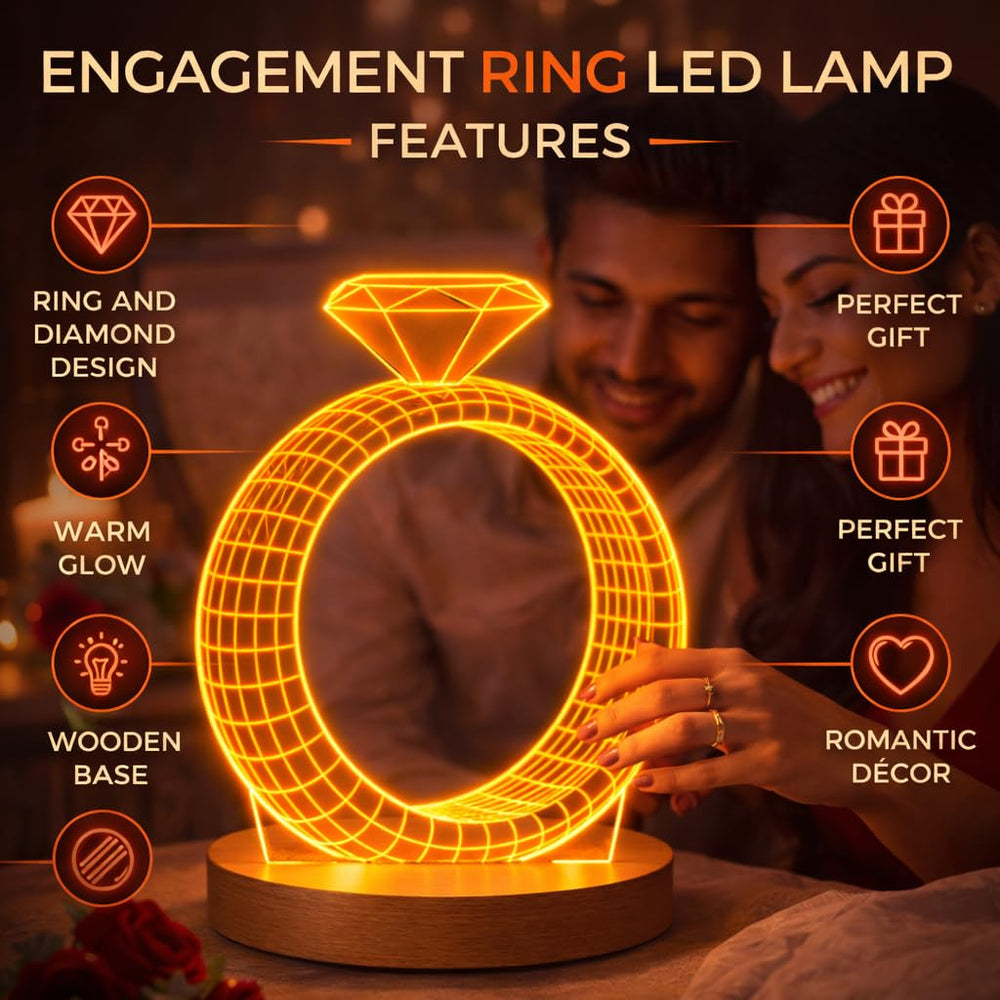 Eurotex Custom Diamond Ring Led Lamp for Couple And Gift