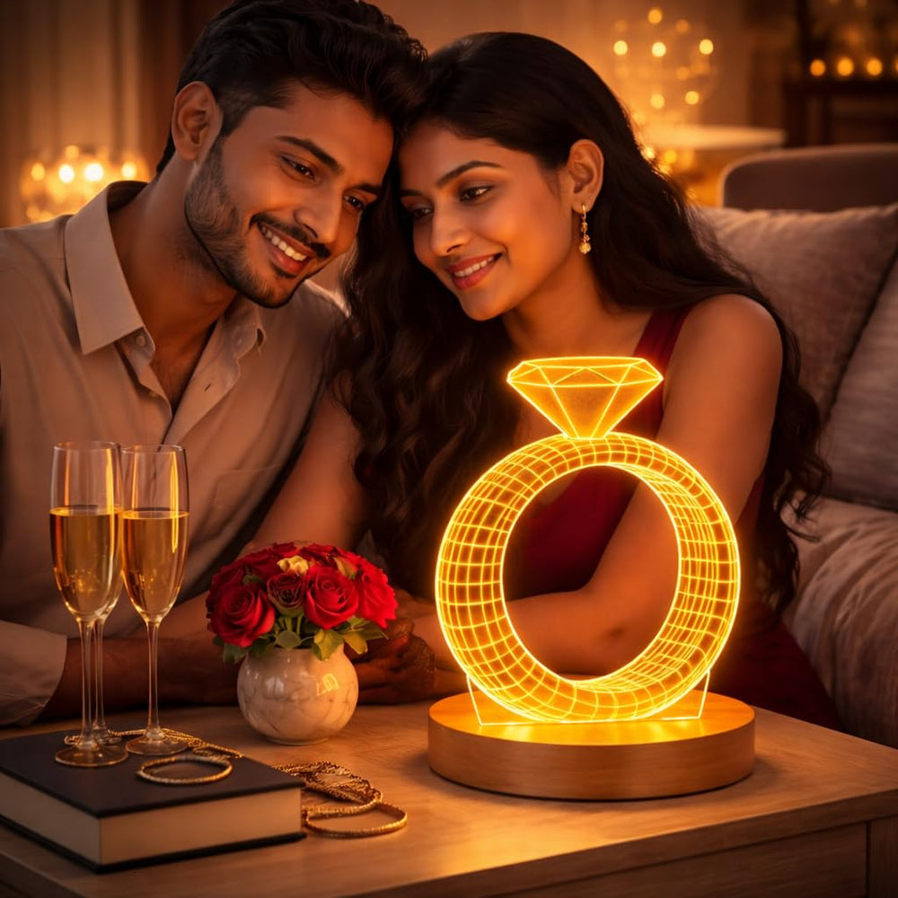 Eurotex Custom Diamond Ring Led Lamp for Couple And Gift