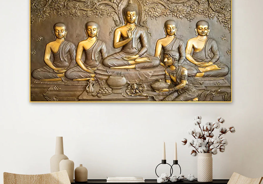 Eurotex Teachings Of Buddha, Canvas Printed, Panoramic Wall Painting
