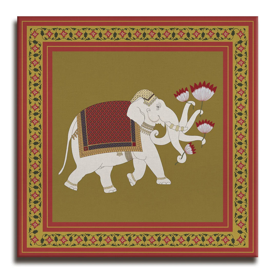White Elephant, Traditional Canvas Art, Framed Abstract Canvas Wall Art for Bedroom