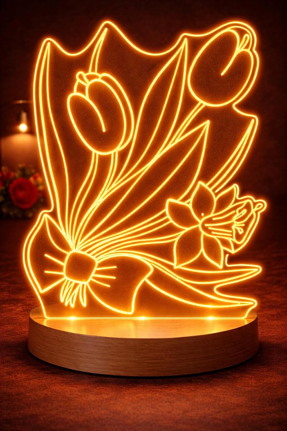 Eurotex Custom Flower Bouquet Led Lamp for Couple And Gift