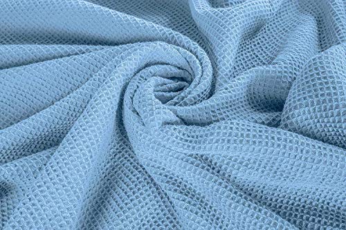 Eurotex Waffle Cotton Blankets for Bed, 100% Cotton Blanket - Light Blue Eurotex
