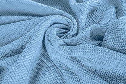 Eurotex Waffle Cotton Blankets for Bed, 100% Cotton Blanket - Light Blue Eurotex