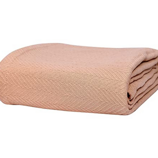 Eurotex Herringbone Cotton Blankets for Bed, 100% Cotton Blanket - Tan Eurotex