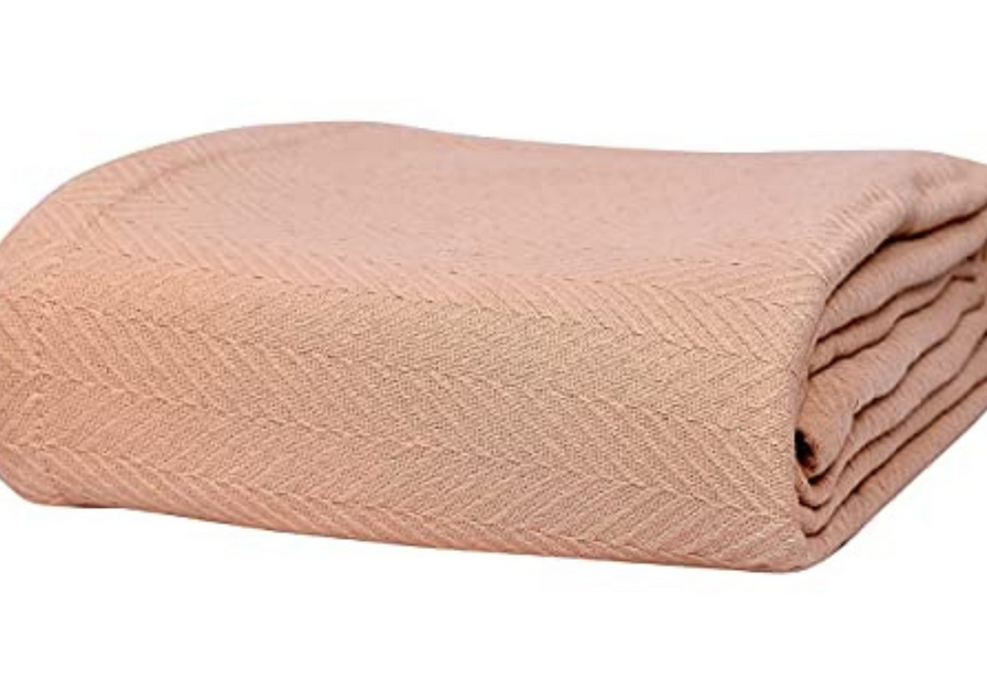 Eurotex Herringbone Cotton Blankets for Bed, 100% Cotton Blanket - Tan Eurotex