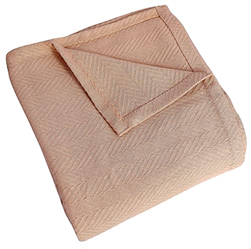 Eurotex Herringbone Cotton Blankets for Bed, 100% Cotton Blanket - Tan Eurotex