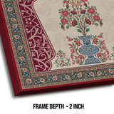 Flower Pot, Kalamkari Art, Framed Abstract Canvas Wall Art for Bedroom