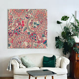 Leaves Texture, Kalamkari Art, Framed Abstract Canvas Wall Art for Bedroom