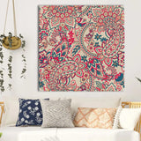 Leaves Texture, Kalamkari Art, Framed Abstract Canvas Wall Art for Bedroom