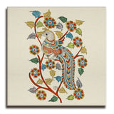 Beautiful Peacock, Kalamkari Art, Framed Abstract Canvas Wall Art for Bedroom