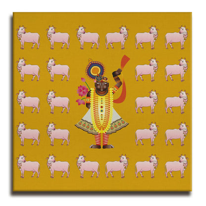Shirnathji, Kalighat Art, Framed Abstract Canvas Wall Art for Bedroom