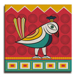 Beautiful Bird, Kalighat Art, Framed Abstract Canvas Wall Art for Bedroom