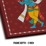Shree Krishna, Kalighat Art, Framed Abstract Canvas Wall Art for Bedroom