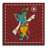Shree Krishna, Kalighat Art, Framed Abstract Canvas Wall Art for Bedroom