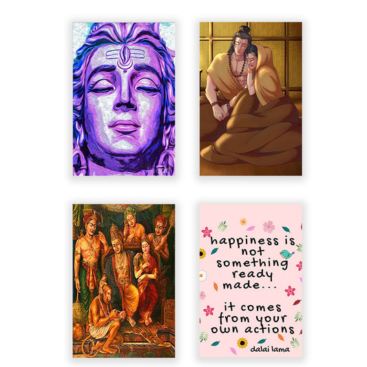 Eurotex Religious Wall Poster for Wall Decor, Pack of 4 (A3, 12 x 18 In)