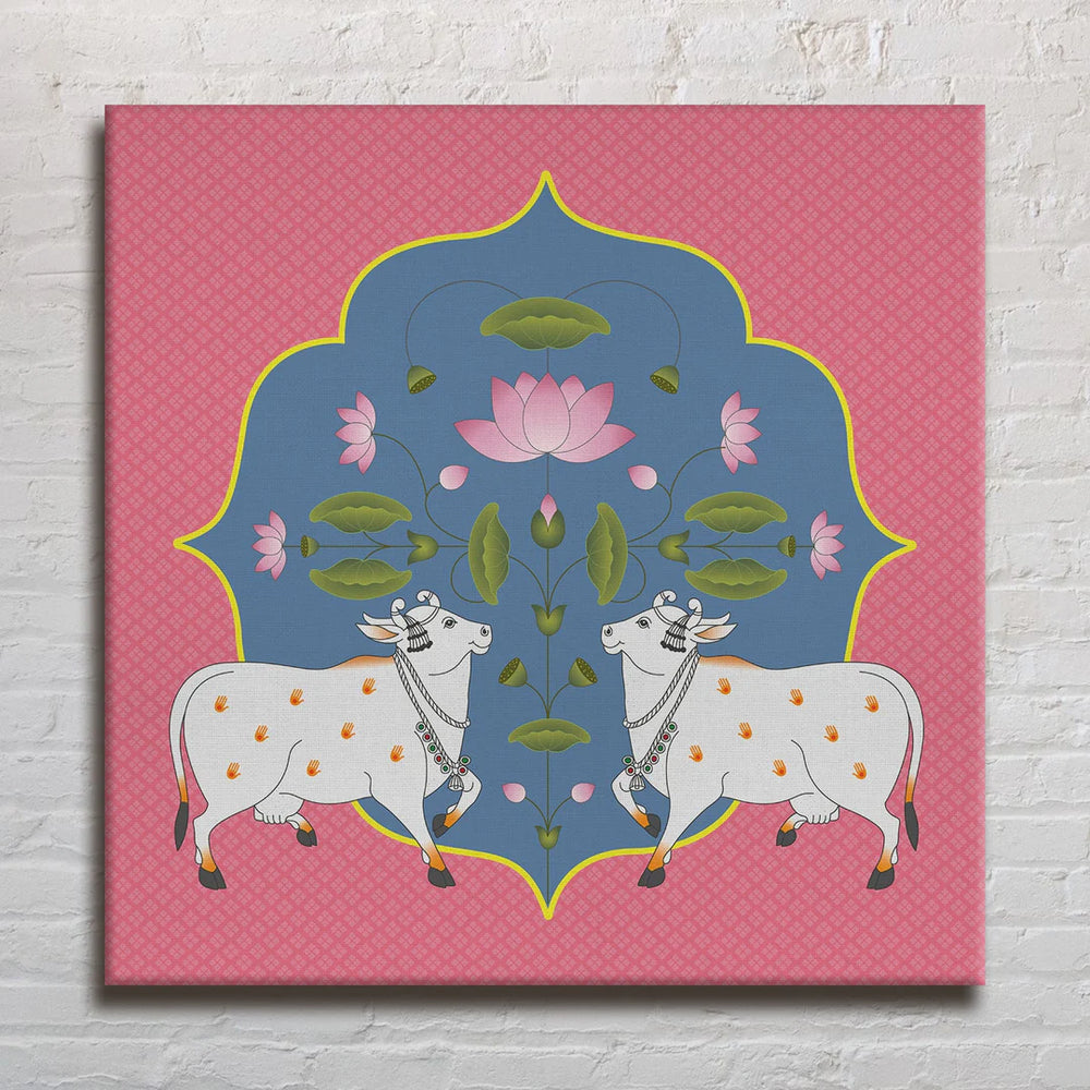 Divine Duo, Framed Abstract Canvas Wall Art for Bedroom
