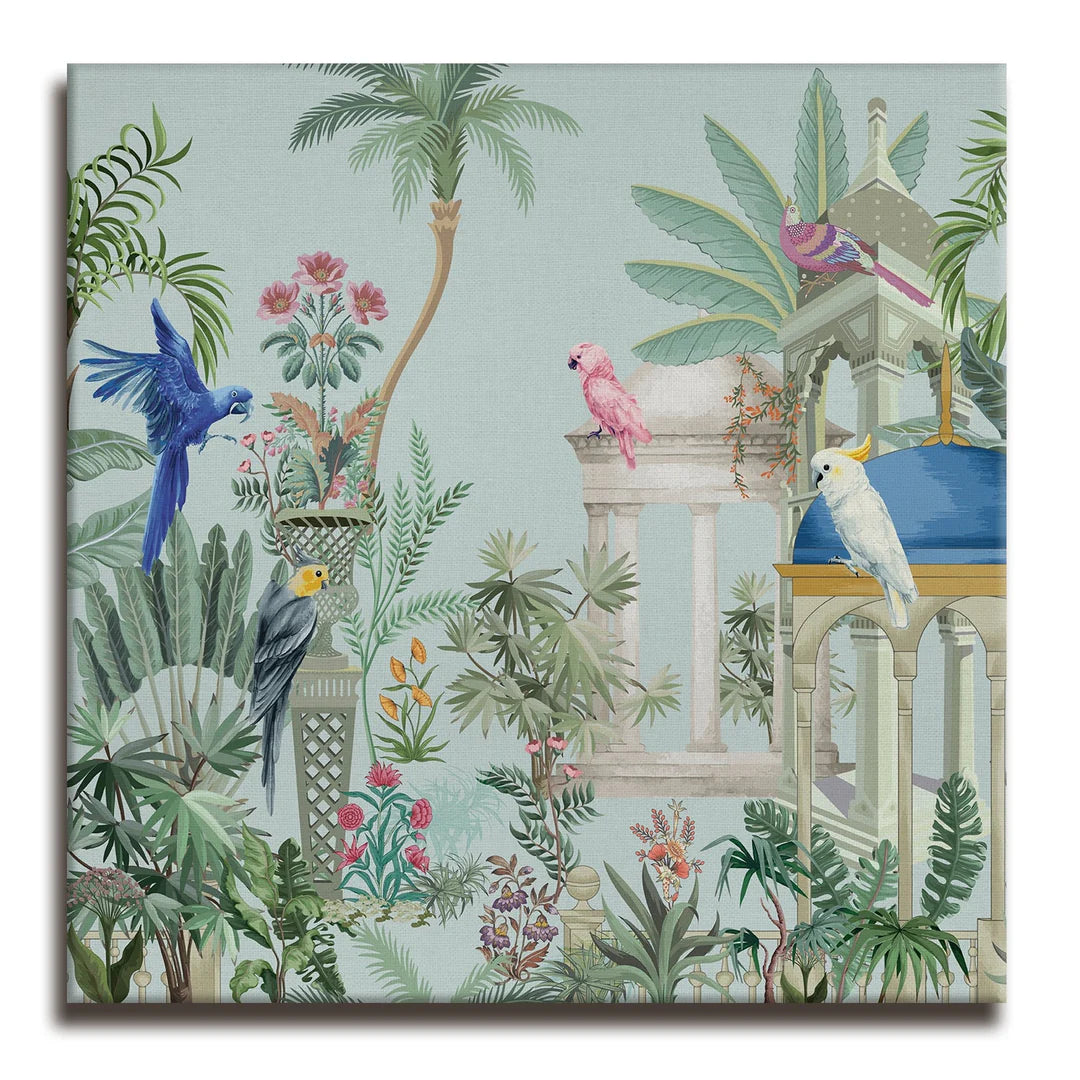 Group of Parrots, Traditional Canvas Art, Framed Abstract Canvas Wall Art for Bedroom