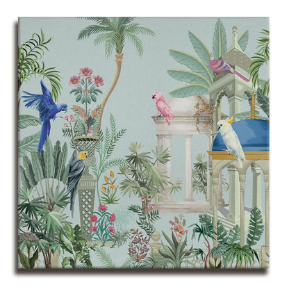 Group of Parrots, Traditional Canvas Art, Framed Abstract Canvas Wall Art for Bedroom
