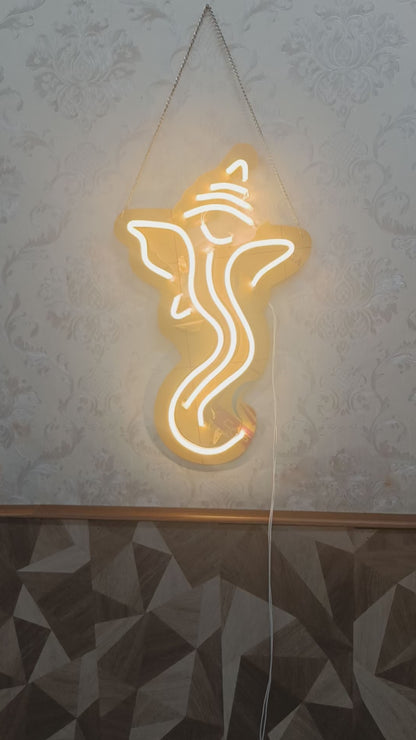 Ganesh ji Neon Sign, Wall Decor, Neon Signs for room (12x18 In)