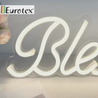 Eurotex Beautiful Blessed Neon Sign, Wall Decor, Neon Signs for room (8x14 In)