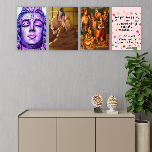 Eurotex Religious Wall Poster for Wall Decor, Pack of 4 (A3, 12 x 18 In)