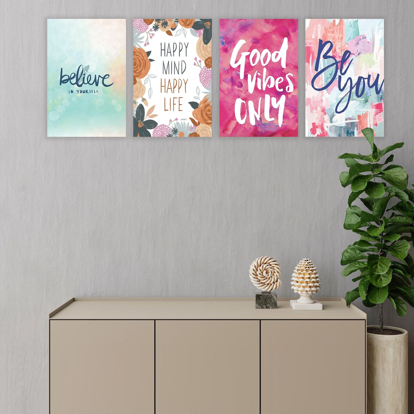Eurotex Self Motivation Wall Posters, HD Posters for Rome, Pack of 4 (A3, 12 x 18 In) Eurotex