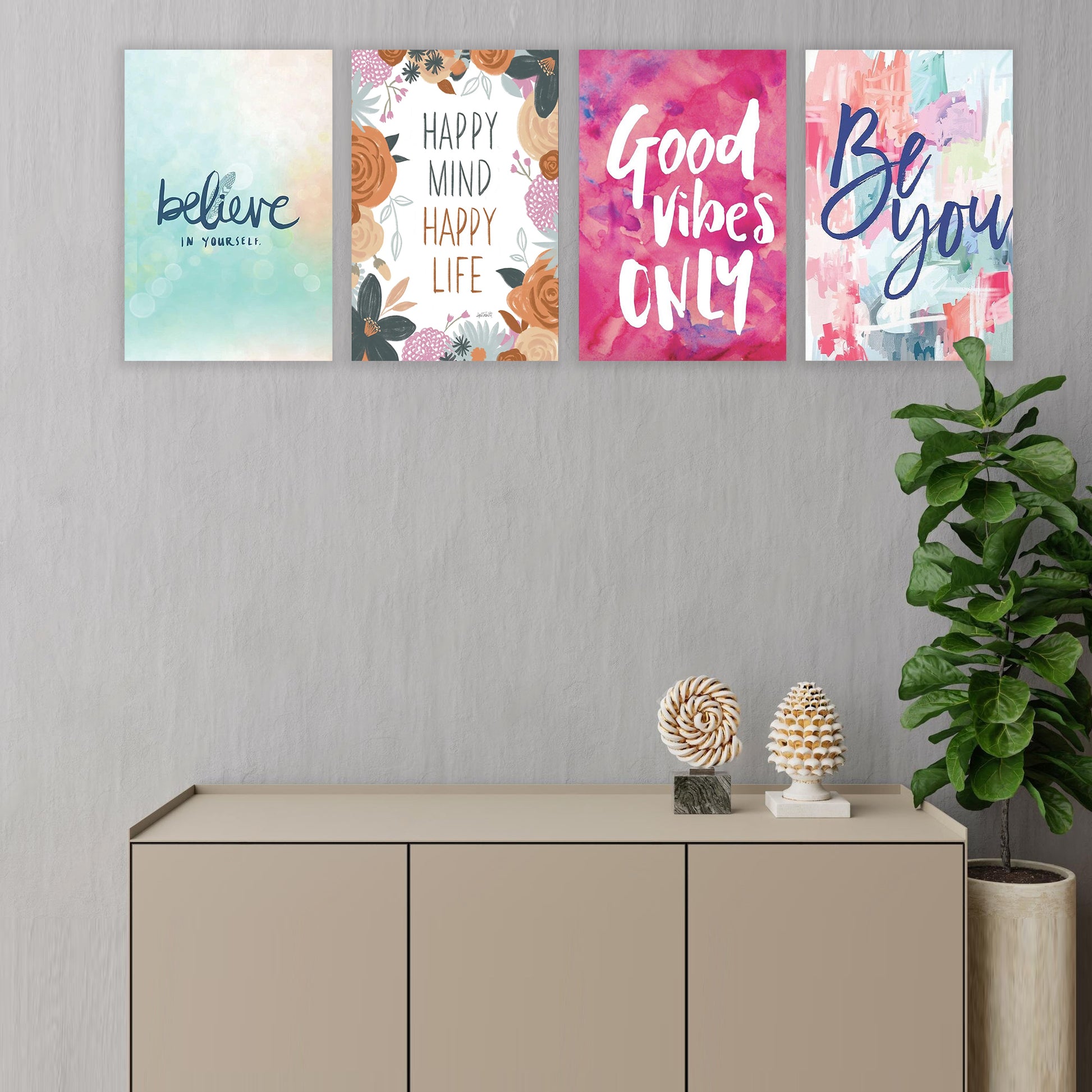 Eurotex Self Motivation Wall Posters, HD Posters for Rome, Pack of 4 (A3, 12 x 18 In) Eurotex