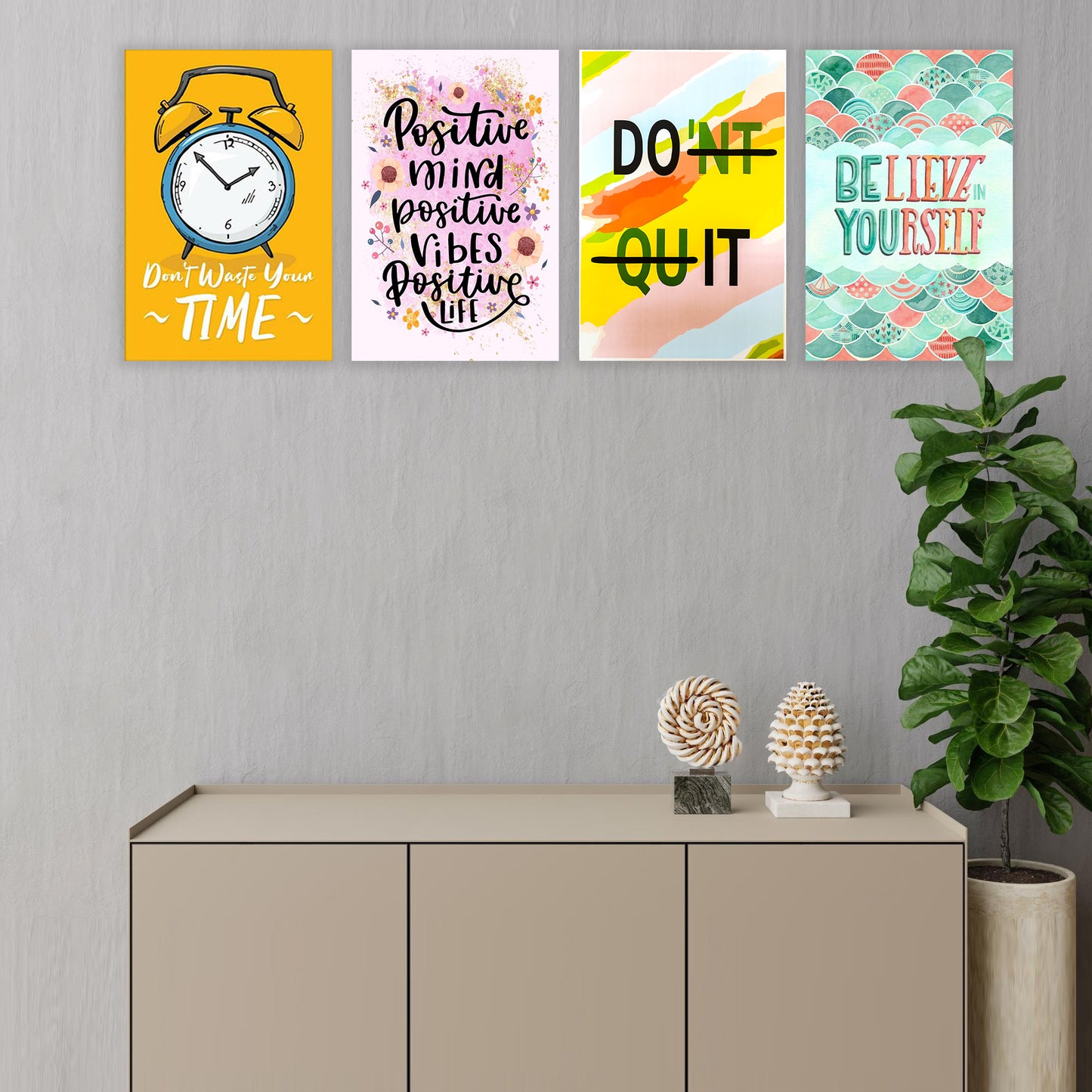 Eurotex Motivational Quotes Wall Poster for Wall Decor, Pack of 4 (A3, 12 x 18 In) Eurotex