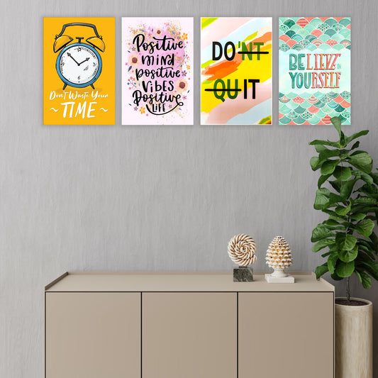 Eurotex Motivational Quotes Wall Poster for Wall Decor, Pack of 4 (A3, 12 x 18 In)