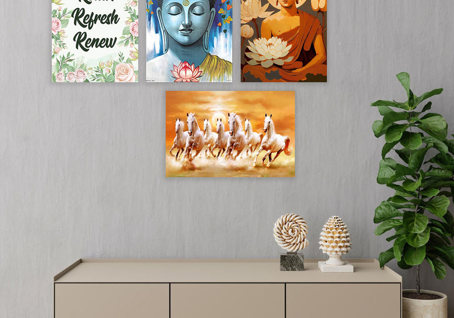 Eurotex Spiritual Wall Poster for Living Room & Bedroom, Pack of 4 (A3, 12 x 18 In)