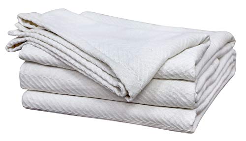 Eurotex Herringbone Cotton Blankets for Bed, 100% Cotton Blanket - Ivory Eurotex