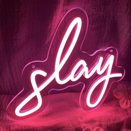 Neon Sign Board for Bedroom, Living Room, Gaming Room Decor, Gift for Birthday and Anniversary (Slay)
