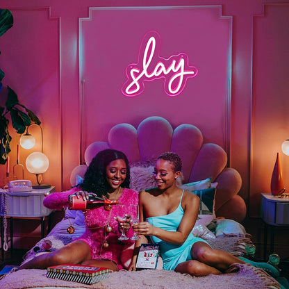 Neon Sign Board for Bedroom, Living Room, Gaming Room Decor, Gift for Birthday and Anniversary (Slay)