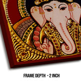 Shree Ganesh, Tanjore Art, Framed Abstract Canvas Wall Art for Bedroom